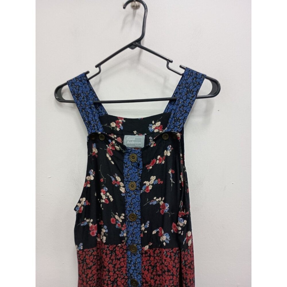 VTG Carol Anderson Womens Sleeveless Maxi Dress Medium Petite Blue Floral BOHO - Picture 2 of 8
